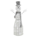 Rattan LED Christmas snowman, 124 cm, indoor, cold white, timer