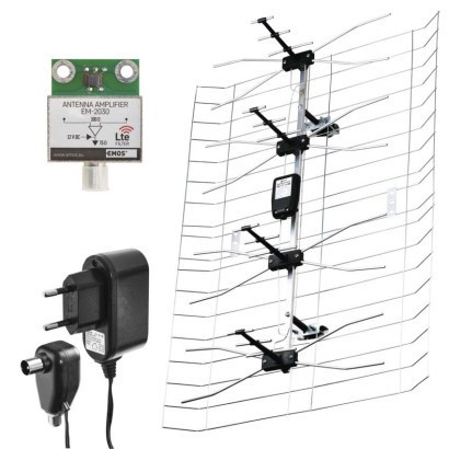 Antena zewnętrzna EM-030, 0-100 km, DVB-T2, DAB, filtr LTE/4G