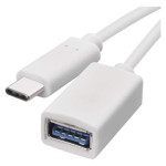 Dátový kábel OTG USB-A 3.0 / USB-C 3.0 s funkciou redukcie, 15 cm, biely