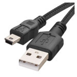 USB-A 2.0 / mini USB-B 2.0 charging and data cable, 2 m, black