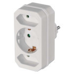 SCHUKO socket 2× flat   1× round, white