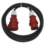 3-fázový vonkajší predlžovací kábel 20 m / 1 zásuvka / čierna / guma / 400 V / 2,5 mm2