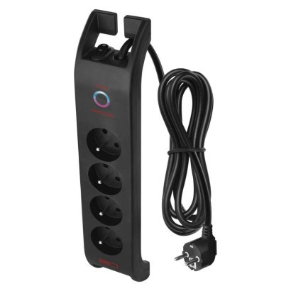 Surge protector 1800J - 4 sockets, 2m, black