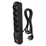 Surge protector - 5 sockets, 1.5m, black