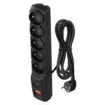 Surge protector - 5 sockets, 3m, black