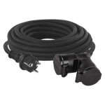 Outdoor-Verlängerungskabel 10 m / 2 Steckdosen / schwarz / Gummi / 230 V / 1,5 mm2