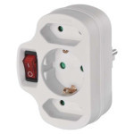 SCHUKO socket 2× flat   1× round with off switch, white