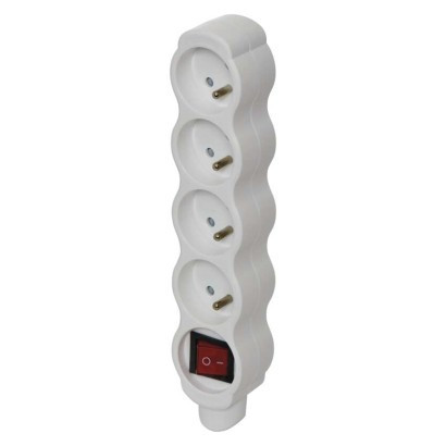 Separate 4 socket with switch, white