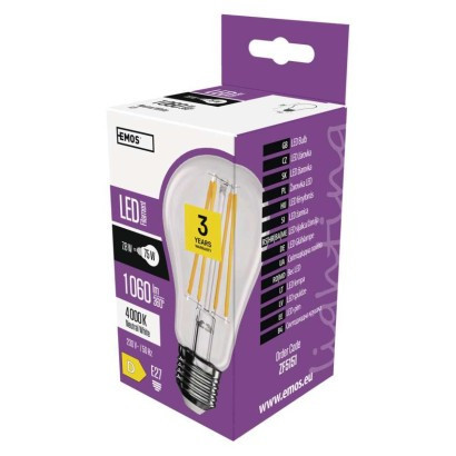 Żarówka LED Filament A60 / E27 / 7,8W (75W) / 1060 lm / neutralna biel