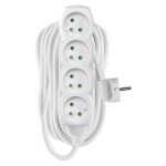 Extension cable 10 m / 4 sockets / white / PVC / 1 mm2