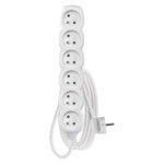 Extension cable 2 m / 6 sockets / white / PVC / 1 mm2