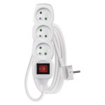 Extension cable 2 m / 3 sockets / with switch / white / PVC / 1 mm2