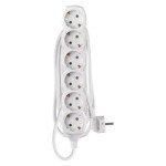 Extension cable 2 m / 6 sockets / white / PVC / 1 mm2