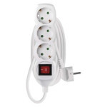 Extension cable 2 m / 3 sockets / with switch / white / PVC / 1 mm2