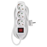 Extension cable 5 m / 3 sockets / with switch / white / PVC / 1.5 mm2