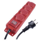 Extension cable 3 m / 4 sockets / with switch / black-red / rubber-neoprene / 1.5 mm2