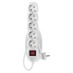 Extension cable 2 m / 5 sockets / with switch / white / PVC / 1 mm2