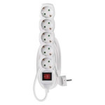 Extension cable 3 m / 5 sockets / with switch / white / PVC / 1.5 mm2