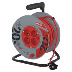 Verlängerungskabel auf Trommel 20 m / 4 Steckdosen / rot / PVC / 230 V / 1 mm2