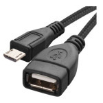 Dátový kábel OTG USB-A 2.0 / micro USB-B 2.0 s funkciou redukcie, 15 cm, čierny