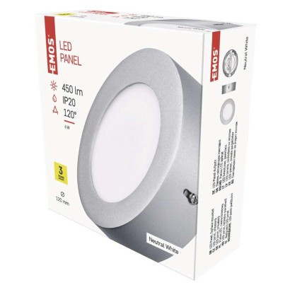 LED luminaire PROFI, round, silver, 6W neutral white