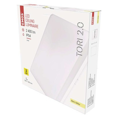 LED luminaire TORI, square white 24W warm white, IP54