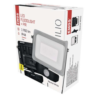 ILIO LED spotlight with motion sensor, 21W, black, neutral white