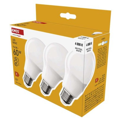 LED žiarovka Basic A60 / E27 / 9,4 W (60 W) / 806 lm / neutrálna biela