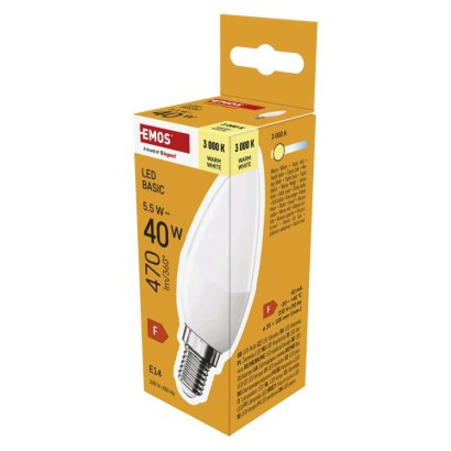 LED žiarovka Basic candle / E14 / 5,5 W (40 W) / 470 lm / teplá biela