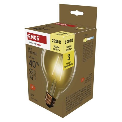 Żarówka LED Vintage G95 / E27 / 4,5 W (40 W) / 420 lm / ciepła biel