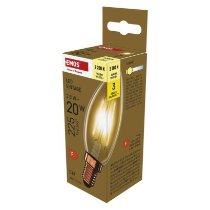 LED žiarovka Vintage sviečka / E14 / 2,5 W (20 W) / 225 lm / teplá biela