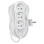 Extension cable 10 m / 3 sockets / white / PVC / 1 mm2