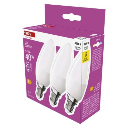 LED žárovka Classic svíčka / E14 / 4,2 W (40 W) / 470 lm / neutrální bílá