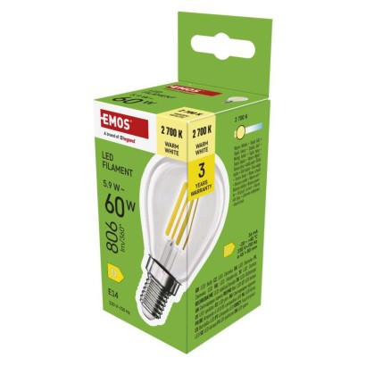 LED žiarovka Filament Mini Globe / E14 / 5,9 W (60 W) / 806 lm / teplá biela