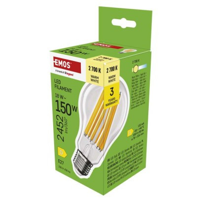 Żarówka LED Filament A70 / E27 / 18 W (150 W) / 2452 lm / ciepła biel