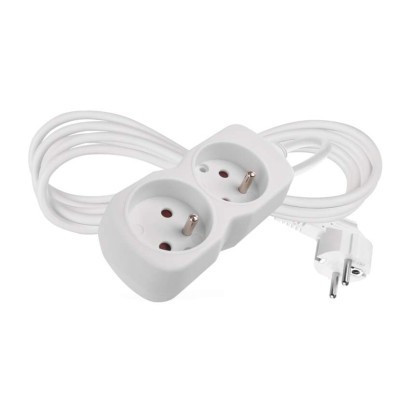 Extension cable 2 m / 2 socket / white / PVC / 1 mm2