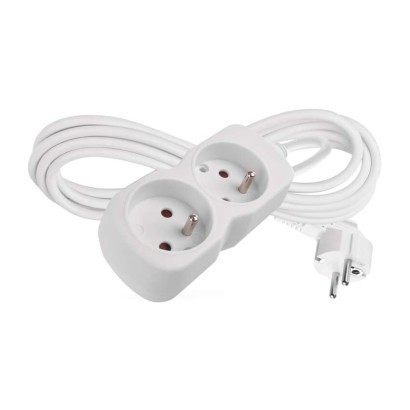 Extension cable 3 m / 2 socket / white / PVC / 1 mm2