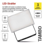 LED reflektor TAMBO, 10 W, 1000 lm, IP65, černý