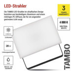 LED reflektor TAMBO, 20 W, 2000 lm, IP65, černý